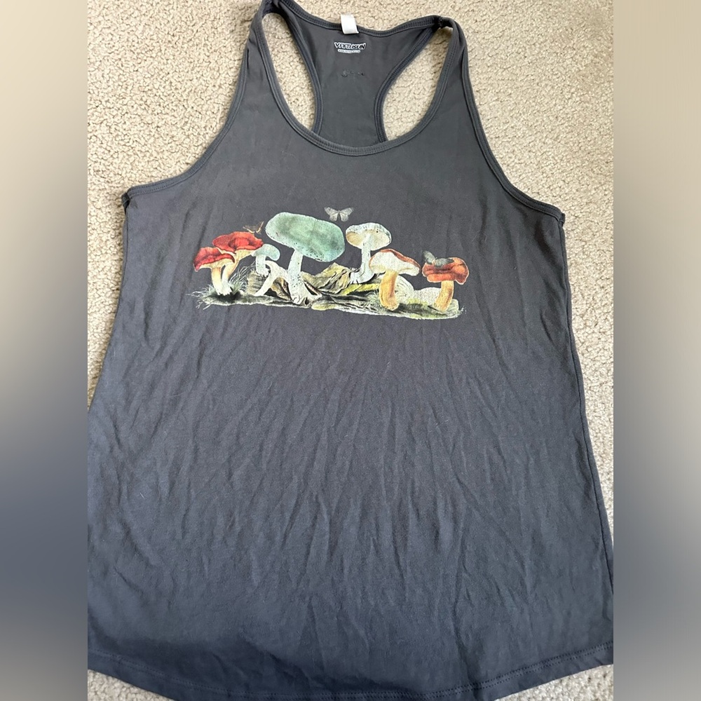 XXL MUSHROOM Charcoal Gray Tank Top by Next Level plus sz